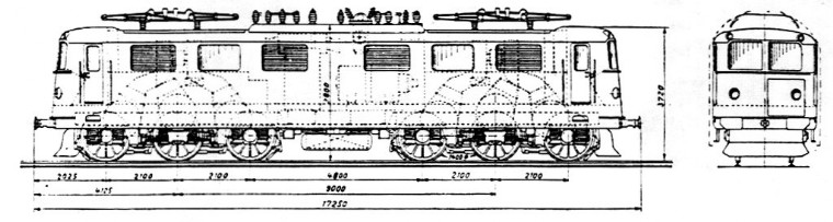 SNCF CC 6051 (CC 20001) Typenskizze - Die CC 6051 der SNCF kann ihre Ähnlichkeit mit den Ae 6/6 nicht leugnen.